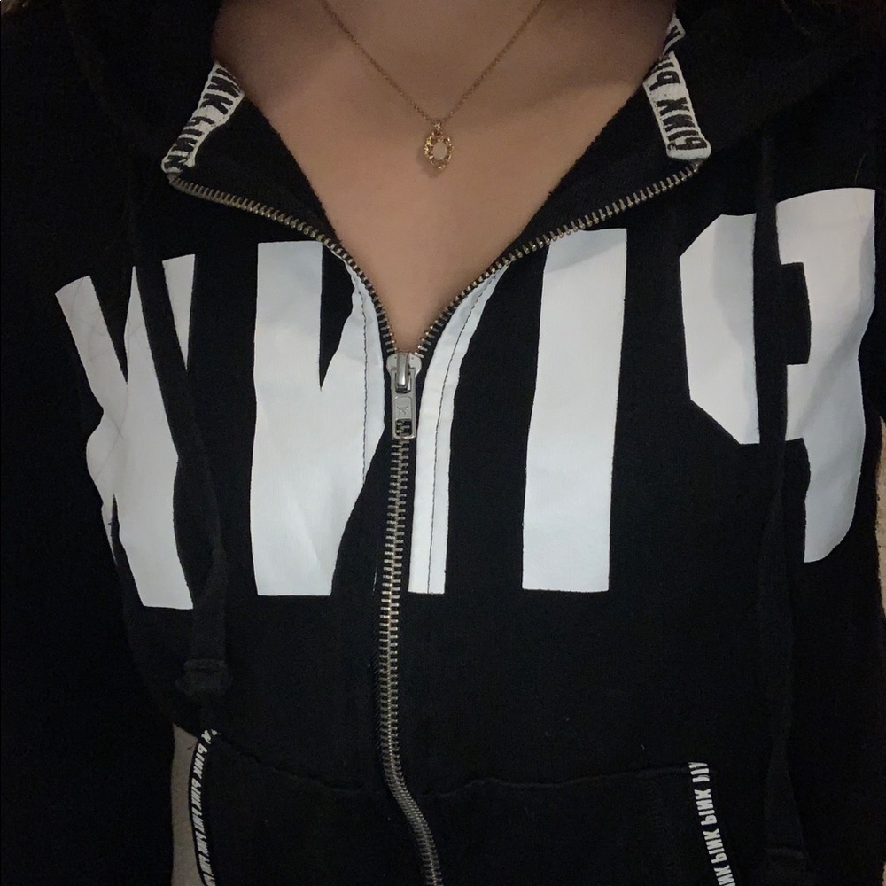 PINK black zip up sweater <33